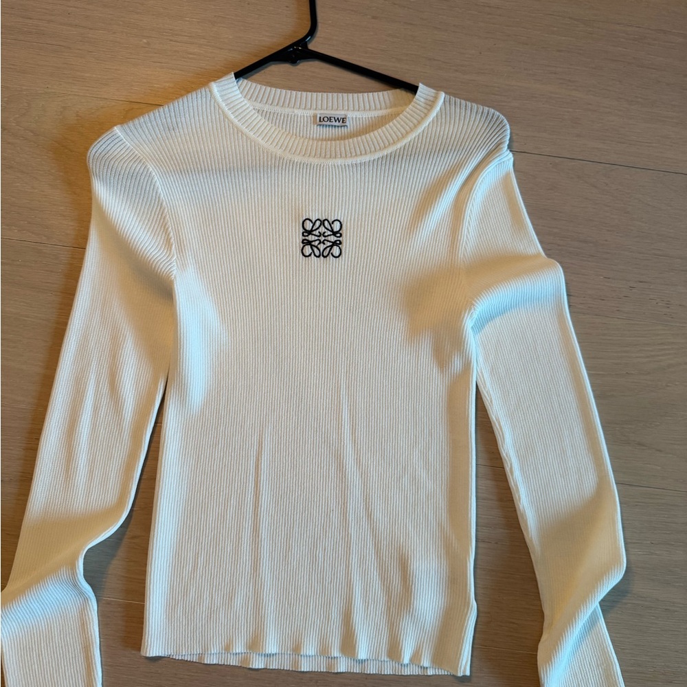 Loewe Cream Fitted Ribbed Light Sweater